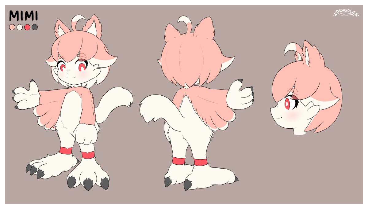 Character reference sheet for Mimi done.

Planned to add more things to this, but admittedly I'm not the biggest fan of making character sheets, so this'll have to do.

May be subject to changes in the future, but I like how she looks for now.