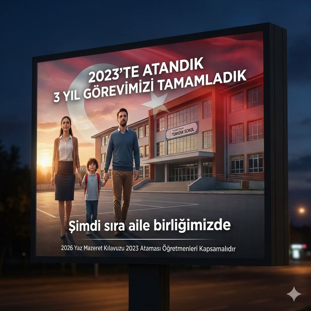 <a href="/latifselvi42/">Latif Selvi</a> Sn. Vekilim,

2023 yılında atanan 45 bin öğretmen
2026 ağustosta 3 yıllık çalışma süresini tamamlamış olacak.

Yaz Mazeret tayininde eş durumu istiyoruz.
Kılavuz mağduru olmak istemiyoruz.
Aile yılında öğretmenler ailelerine kavuşsun.

<a href="/Yusuf__Tekin/">Yusuf Tekin</a> 
<a href="/ozmehmetemin/">Mehmet Emin Öz</a> 
<a href="/_aliyalcin_/">Ali YALÇIN</a>