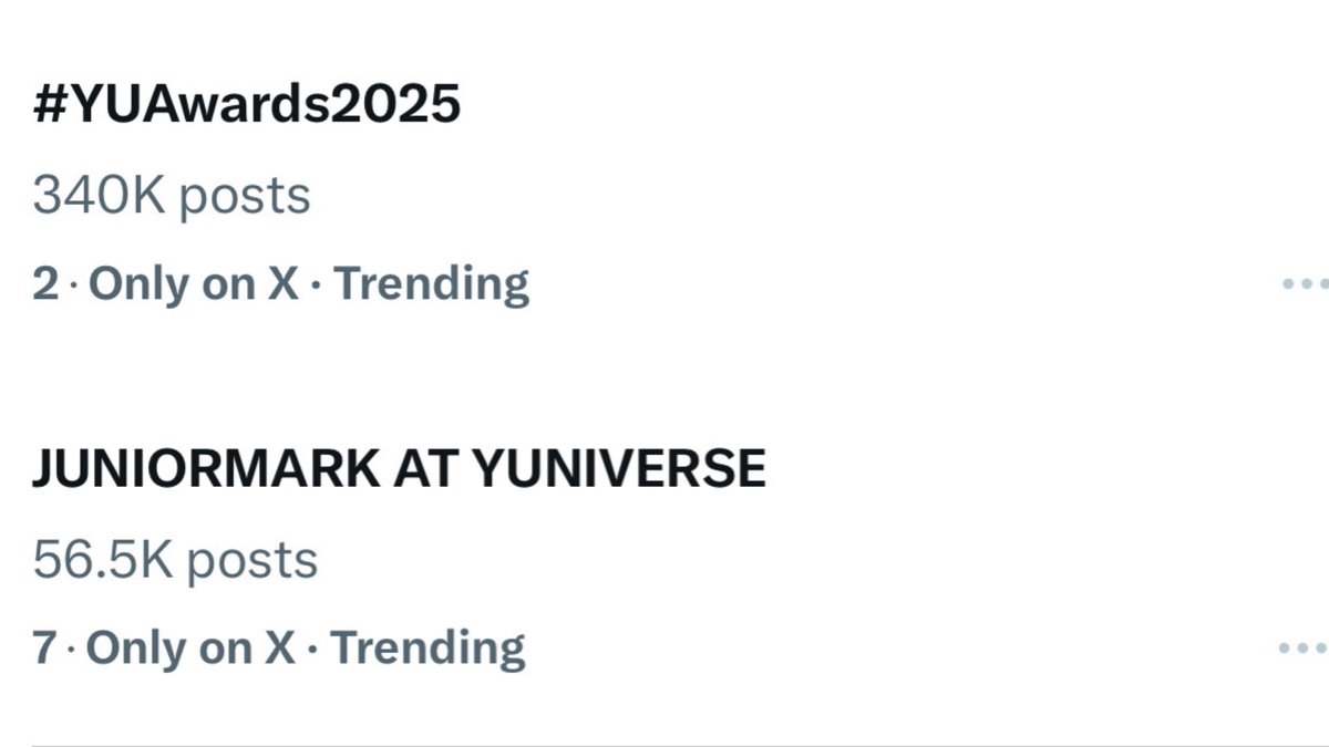 JuniorMarkTrend's tweet image. -` Trending Now 20.00 ´-

#️⃣ — 340K posts
Rank 2 🇹🇭

🔑 — 56.5K posts
Rank 7 🇹🇭

JUNIORMARK AT YUNIVERSE

#YUAwards2025
#YUAwards2025XJM
#junniorrs #markjrtn #JuniorMark