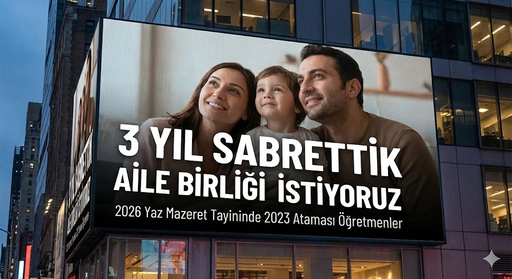 <a href="/latifselvi42/">Latif Selvi</a> Sn <a href="/latifselvi42/">Latif Selvi</a>

8 Mayıs 2023te atandık 1 Eylül 2023 itibariyle başlatıldık

2026 Ağustosta 3 yılımızı tamamlamış olacağız

Yaz Kılavuzuna 45 bin öğretmenin de dahil edilmesini istiyoruz

<a href="/Yusuf__Tekin/">Yusuf Tekin</a> 
<a href="/cftcblnt/">Bülent ÇİFTCİ</a> 
<a href="/talatyavuz29/">Talat YAVUZ</a> 
<a href="/RamazanCakirci/">Ramazan Çakırcı</a> 

#2023EylülAtamasıAileBirligi