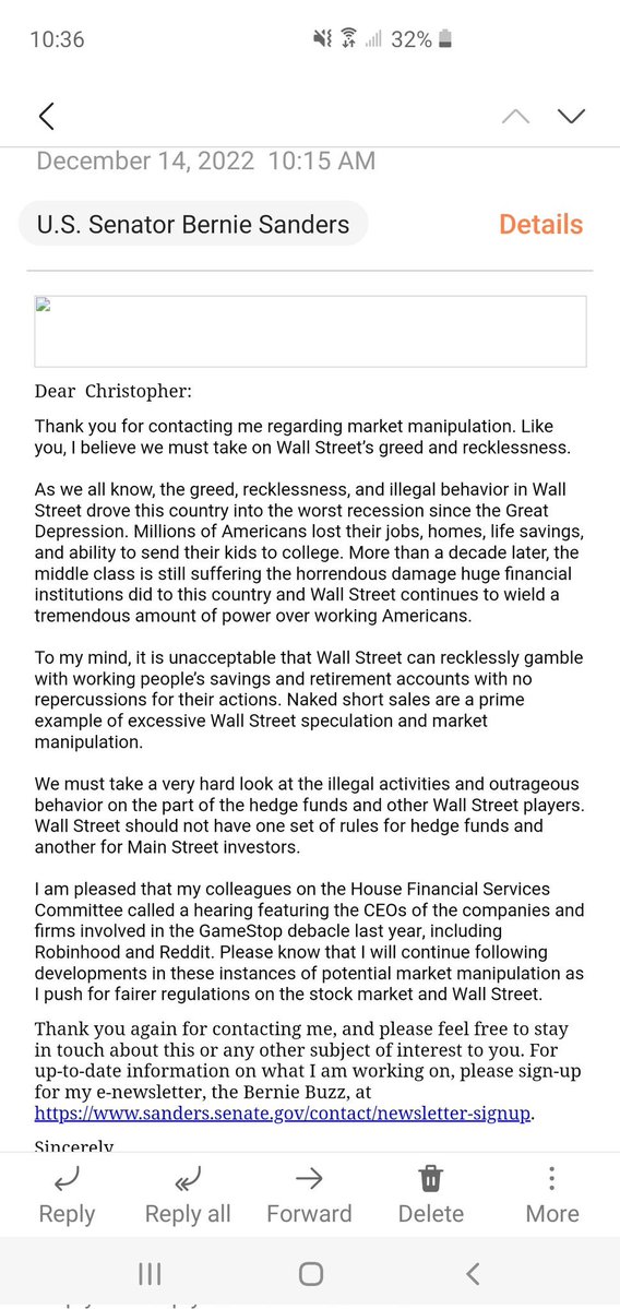 whisskier's tweet image. Will @SenSanders, be at the MMTLP press conference today🔊
Apparently @BernieSanders was one of the first to follow up to a constituent complaint after FINRA decided to halt ~65K+ hardworking families MONEY &amp;amp; use it for their own gains for over 1130 days🔥
SEE YOU THERE BERNIE‼️