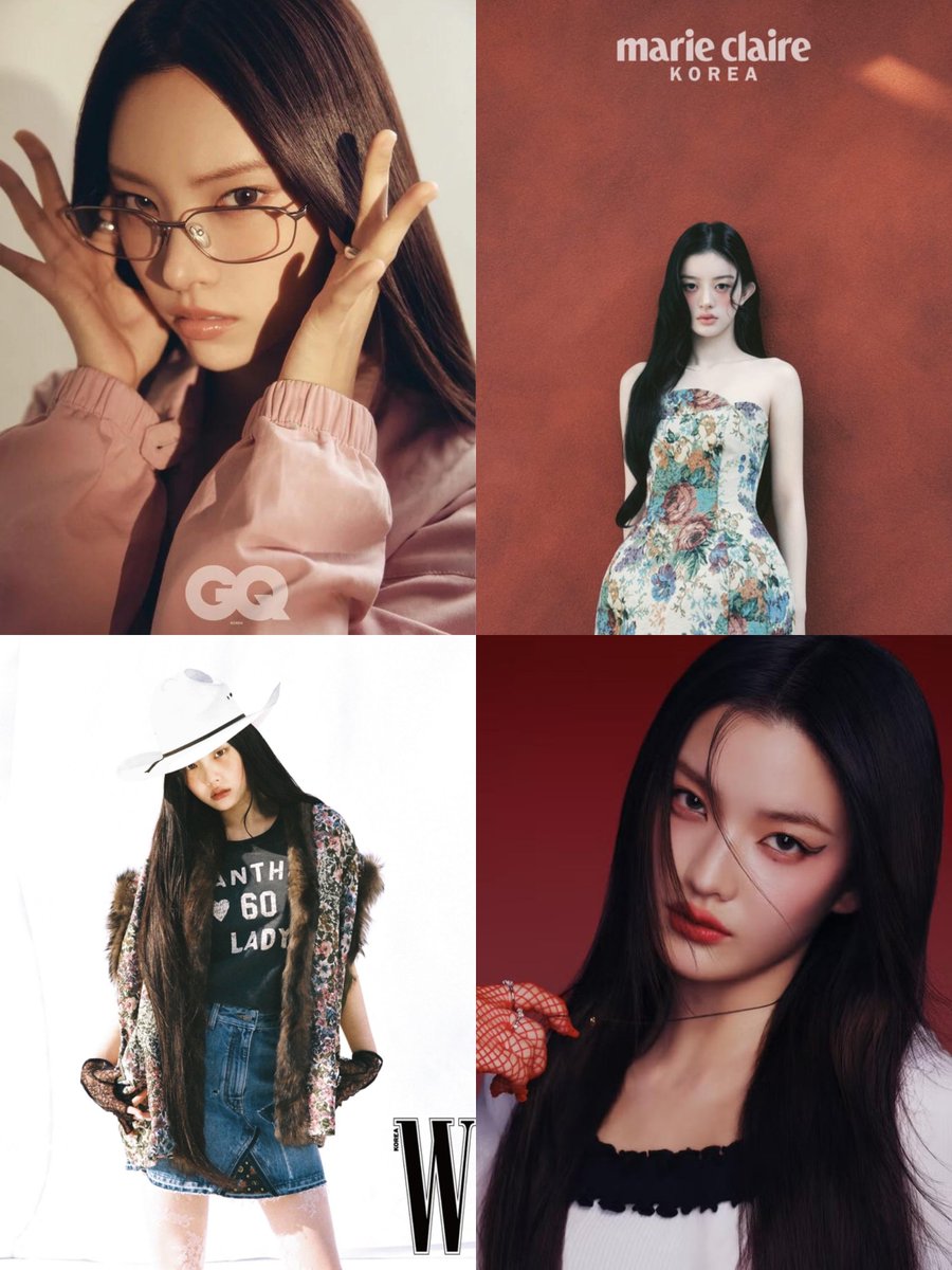 cupidmka's tweet image. GQ Korea, marie claire Korea, W Korea and Elle Girl Japan 🔥 4/5 illit members with their own magazine photoshoots 🤭