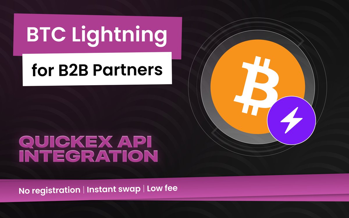 ⚡ Quickex API now supports the Bitcoin Lightning L2 network! With this new  addition, our B2B partners will now be able to add the fastest Bitcoin  network to their services 🎊 Learn
