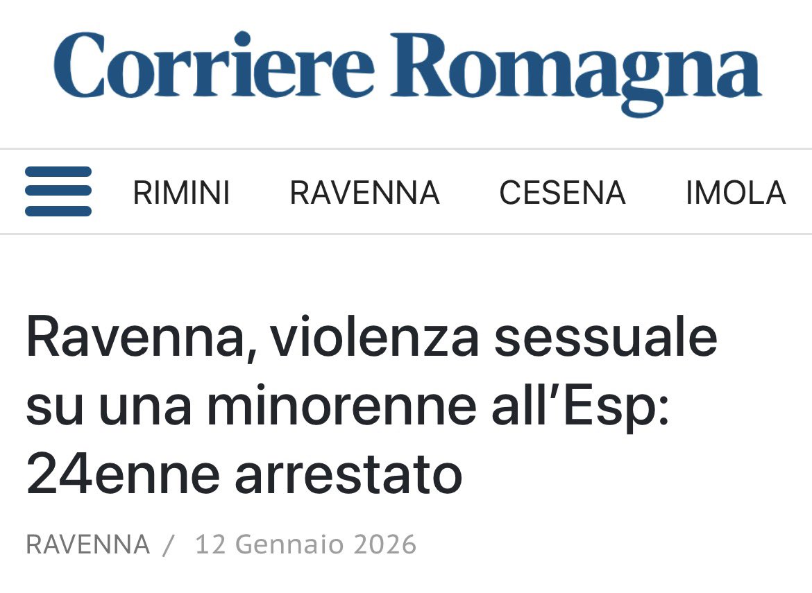 fratotolo2's tweet image. Ravenna, presso il Centro Commerciale Esp alle 18.30 di giovedì scorso, una ragazzina minorenne è stata salvata dai carabinieri mentre veniva violentata da un 24enne egiziano che poi si è scagliato contro i militari.

Dopo il fermo, un giudice ha disposto gli ARRESTI DOMICILIARI.