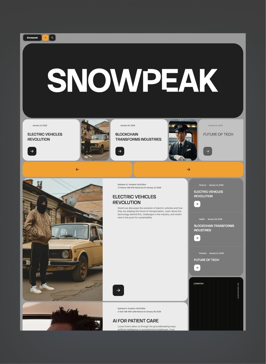 lexingtonthemes's tweet photo. Snowpeak is a media template built with Astro and Tailwind CSS. Clear, structured layouts for blogs, podcasts, and publications.

→ https://t.co/RriWbVQdBO https://t.co/zjgqEtcmQl