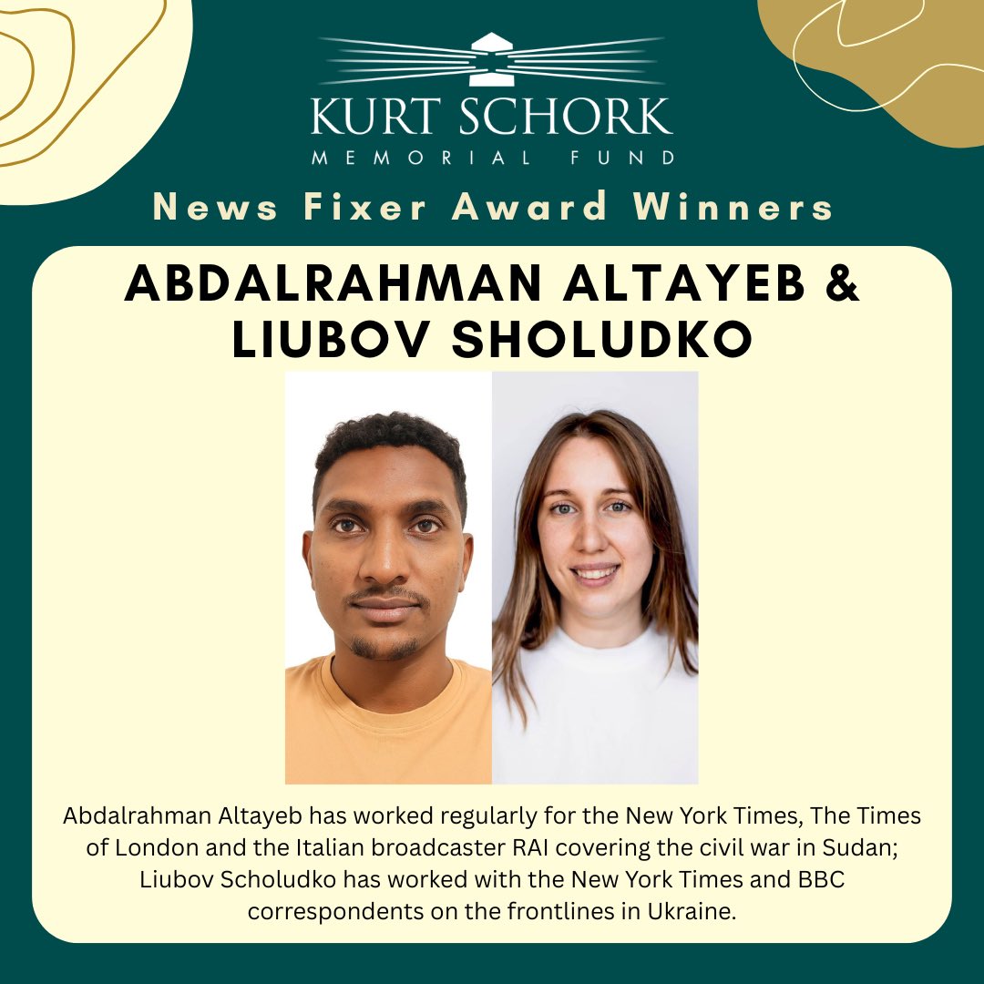 Congratulations to the recipients of the 2025 Kurt Schork International Journalism Awards 👏🥳 Their outstanding work in Ukraine 🇺🇦, Iraq 🇮🇶 and Sudan 🇸🇩 highly impressed the judges and we’re delighted that they’re exemplifying thorough, heartfelt reporting around the world. ✍🏻