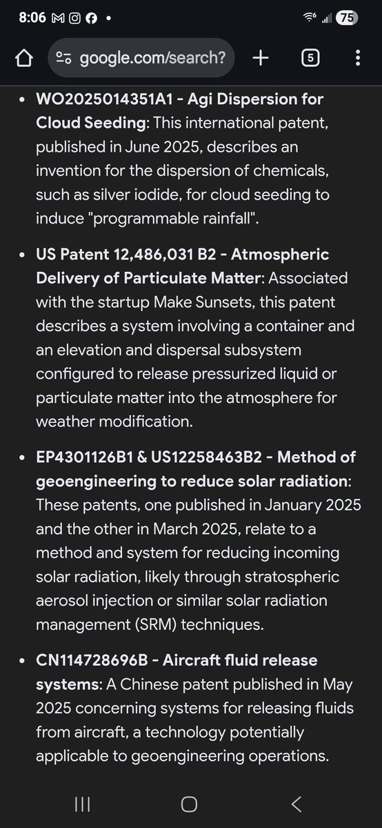 jesseRoss597206's tweet image. Despite already having 4k geoengineering patents, several more were filed in 2025. As public outcry grows daily the situation just keeps getting worse. They continue to use us as test subjects knowing what these chemicals,EMF,weather destruction &amp;amp; no sunshine is doing to us.