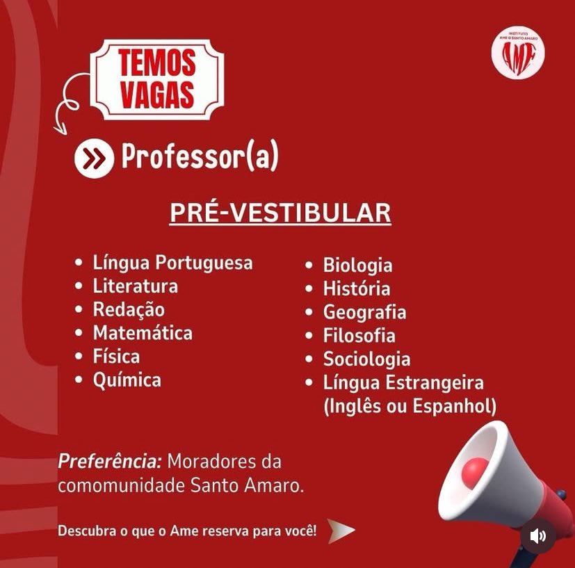 📢 VAGAS PARA PROFESSORES! 📚
Ensino Fundamental, Médio, ENCCEJA e Pré-Vestibular.
Educação que transforma começa com quem ensina.

📲 Infos pelo WhatsApp: (21)97504-1261
👀 Mais oportunidades em breve!

#Educação #Vagas #Professores #PréVestibular