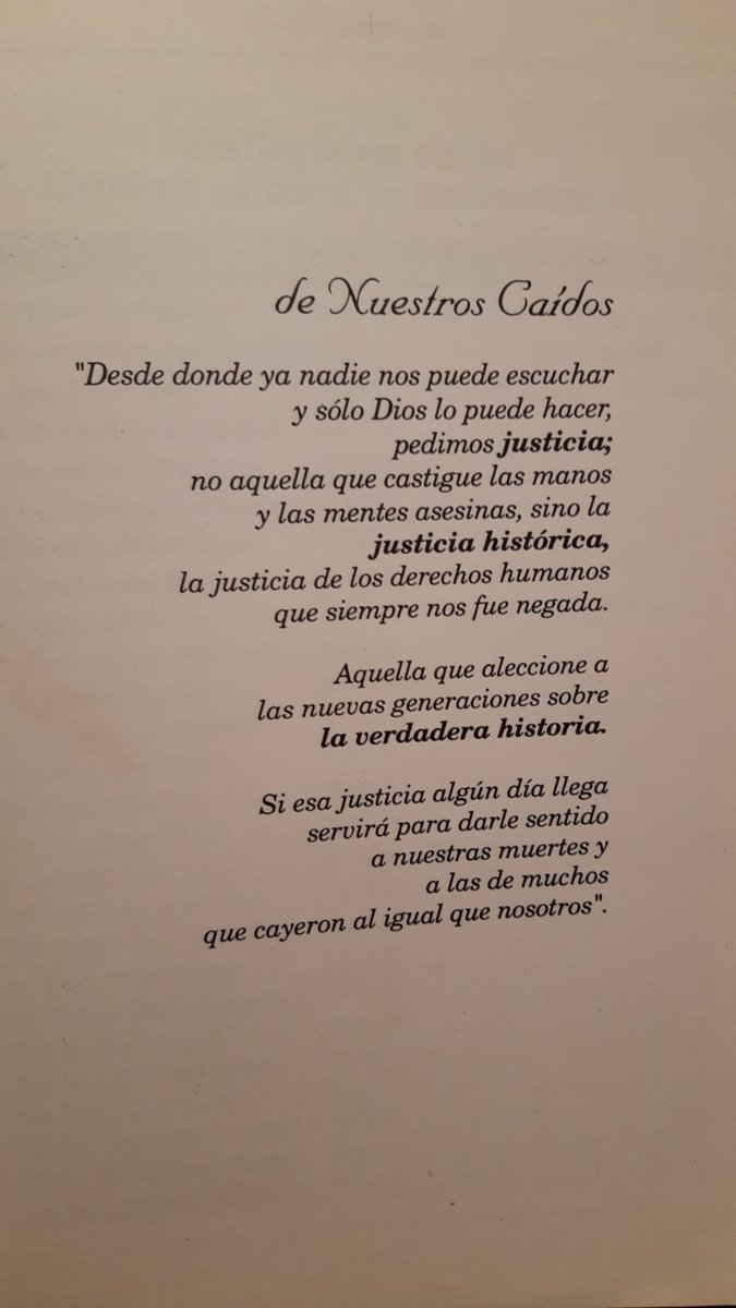 A los caídos, víctimas de las Organizaciones Armadas.