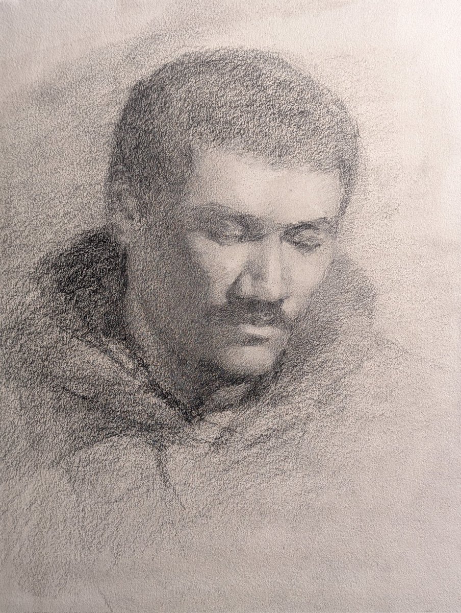 portrait from life in graphite and wash