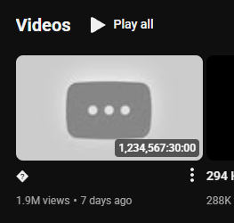 Noxensol's tweet photo. Somebody on youtube has managed to post a video 12,34,567 hours long which equals around 140 YEARS. 

THIS HAS NEVER BEEN DONE BEFORE ON YOUTUBE.

Who tf is this guy and how is this possible? 
blowing up on socials:
https://t.co/oRPHqSPvSv
https://t.co/Ksuy0dsRLX https://t.co/mhIHIqhhnx