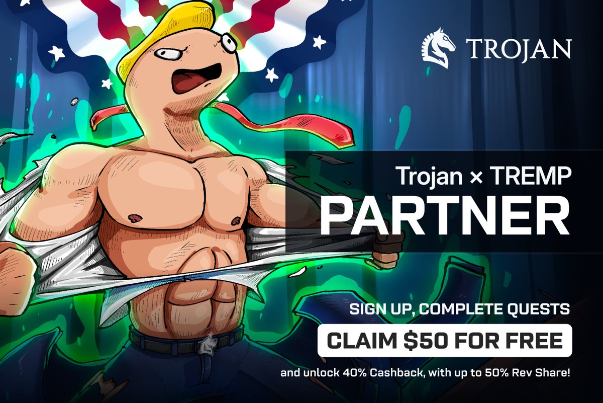 Trojan’s new terminal is live and we’ve partnered up!

We’re celebrating by giving away 3 SOL!

Just like, repost &amp; follow @TrojanonSolana + <a href="/dolandtremp_sol/">doland tremp</a>

Winners picked by the 16th of January, so act fast!

Use our reference link to step into Trojan’s Arena today and