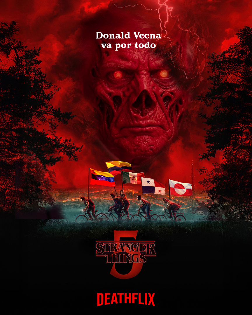 Stranger Things 5: cuando el verdadero monstruo no es Vecna, es la obsesión por controlar cuerpos y países ajenos.

#Trump #RD #EEUU #Abinader #PRM #Venezuela #Maduro