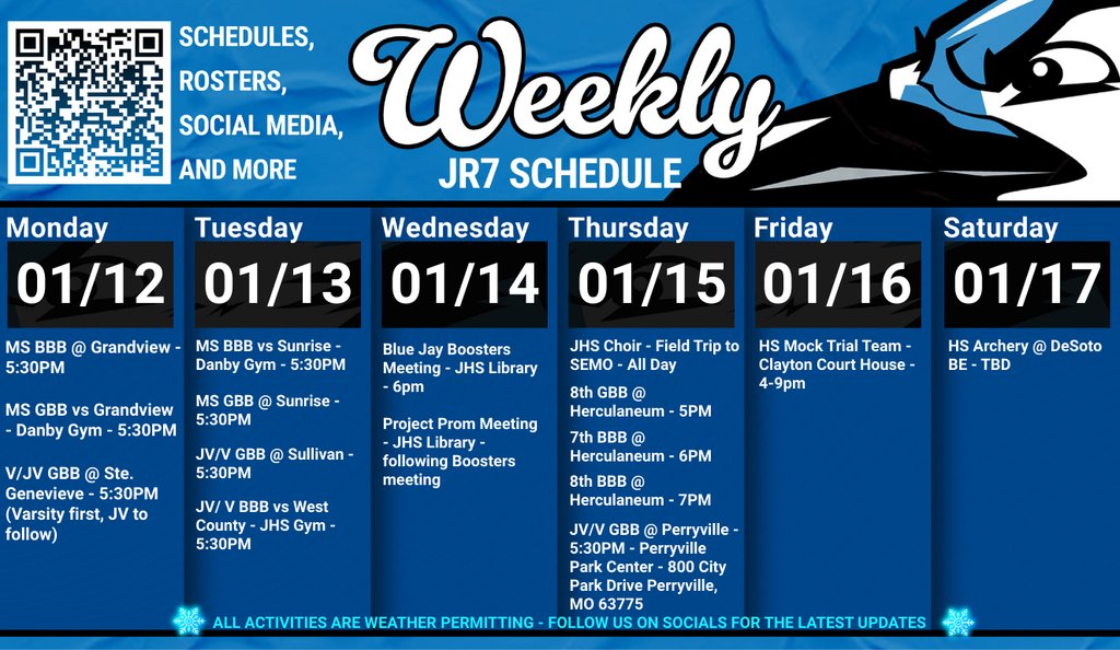 R7Activities's tweet image. Check out this week's activities!! 👀

@LiveStreamSTL will be here for the JV/V Boys game against West County on Tuesday!