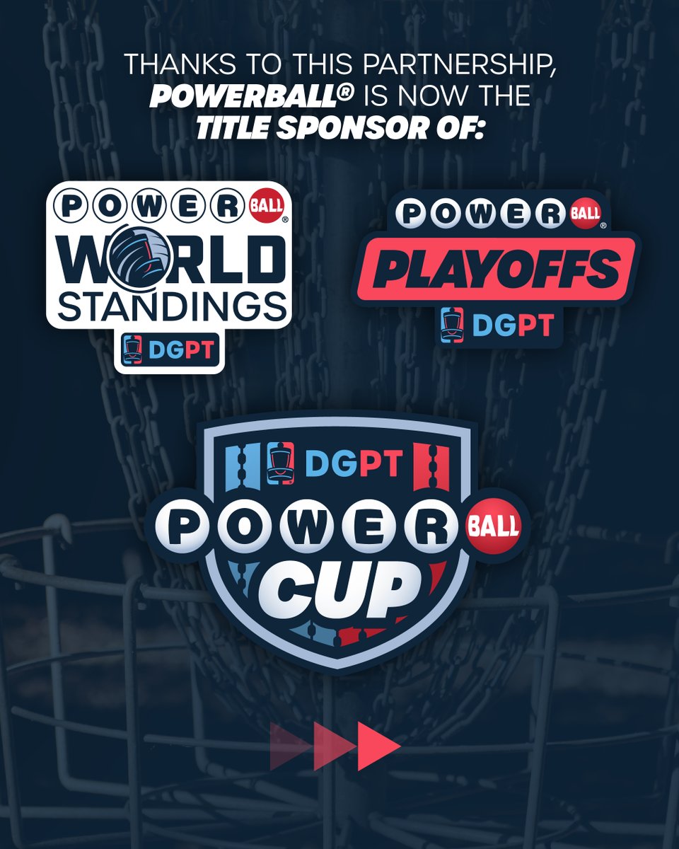 DiscGolfProTour's tweet photo. 🚨DGPT x Powerball🚨

We are pleased to announce that Powerball has become the Tour’s official presenting partner! 

Powerball is powering the entire season, including:

▪️Powerball DGPT World Standings 
▪️Powerball DGPT Playoffs 
▪️Powerball Cup 

And thanks to Powerball, your chance to hit a $5,000+ ace is here! We’re picking 5 fans at US DGPT events to throw for a rolling jackpot. No ace? The closest throw still bags $500.

Read more about this exciting new partnership here:
https://t.co/NBt4DRBh9f
