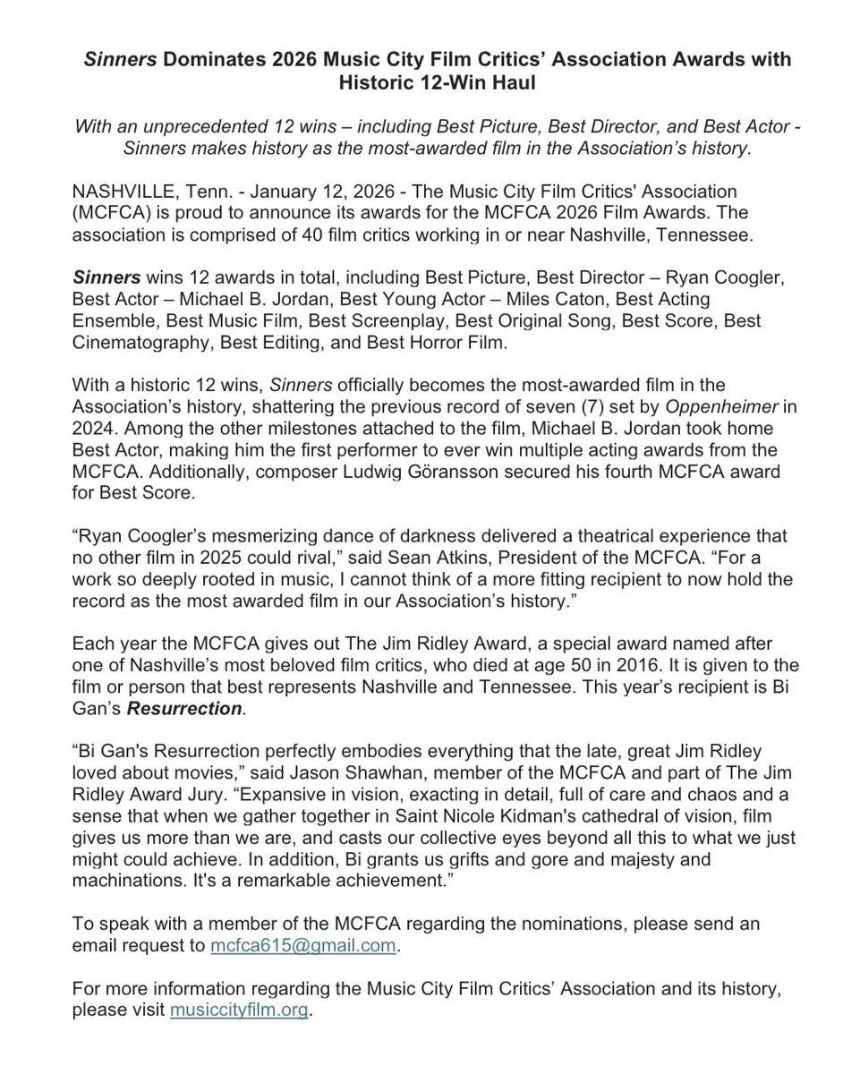 Music City Film Critics Association tweet media