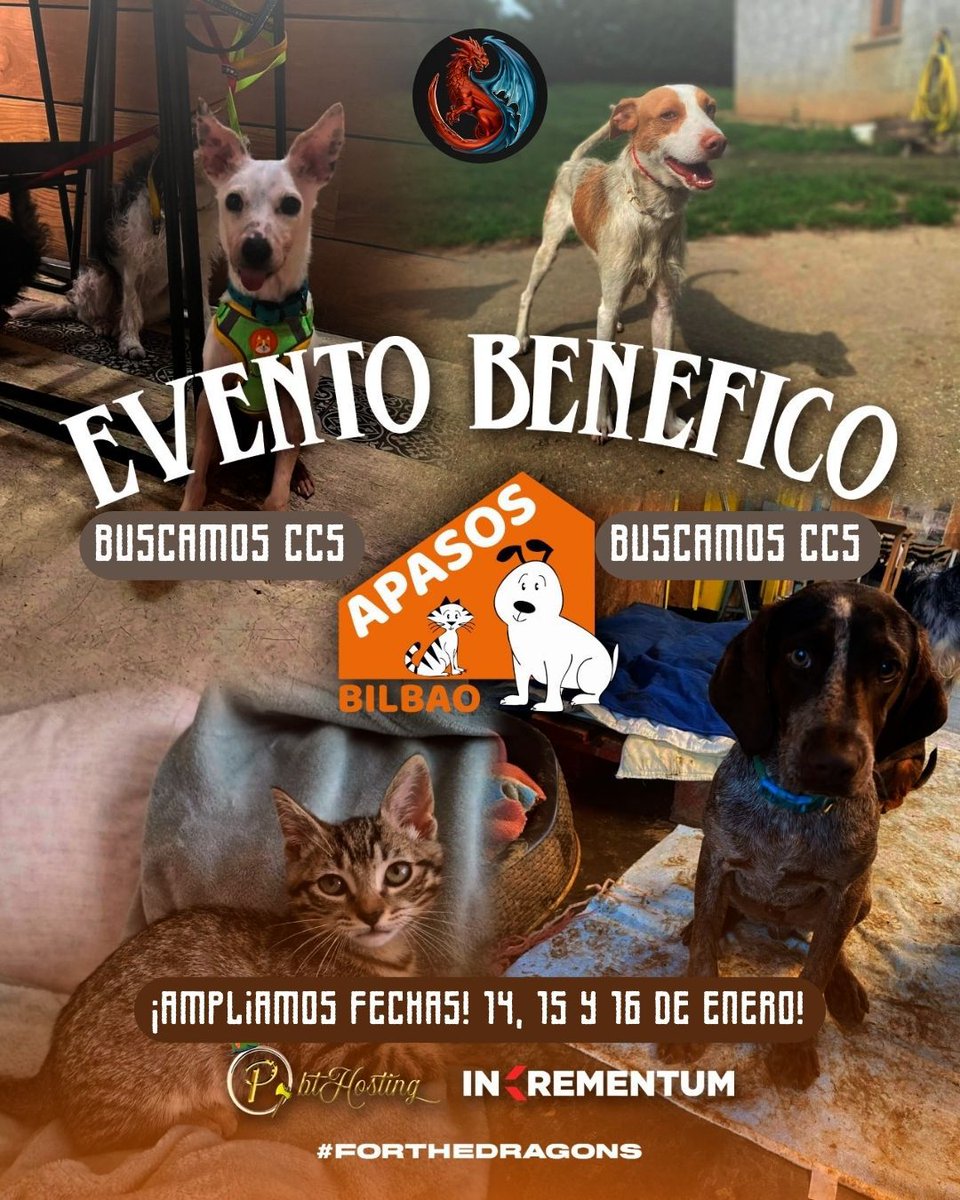 Las antorchas arden… el eco resuena…🐉✨

⚔️ ÚLTIMAS 2 PLAZAS DISPONIBLES EN LA CUEVA PARA EL BENEFICIO ⚔️

Inscripciones por MD 🐾🔥

💙 <a href="/APASOSBilbao/">APASOSBilbao</a> 

🐲 <a href="/PbtHosting/">PbtSystems & Hosting</a> <a href="/inKrementum/">inKrementum</a>

#DraconianEs #ForTheDragons #GoDragons