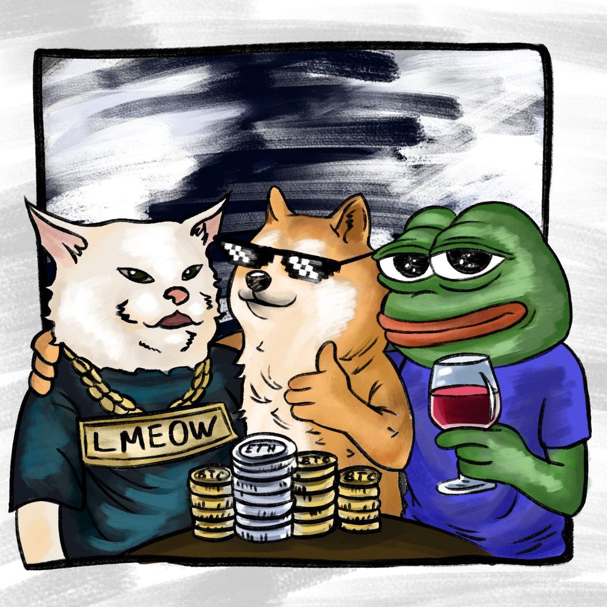 lmeowcoineth's tweet photo. The Big LMEOWski awaits - come join Doge, Pepe &amp; me for a chill Imeow 🐈 https://t.co/16XyjmiCue