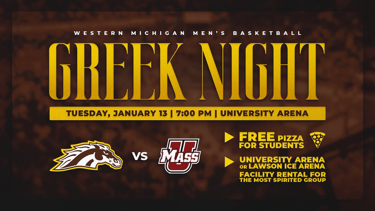𝗔𝘁𝘁𝗲𝗻𝗱𝗮𝗻𝗰𝗲 𝗶𝘀 𝗺𝗮𝗻𝗱𝗮𝘁𝗼𝗿𝘆 📚🏀

Join the Broncos for Greek Night tomorrow! 

🎟️ wmubroncos.com/tickets

#BroncosReign | <a href="/WMUBroncos/">Western Michigan Broncos 🐎</a>
