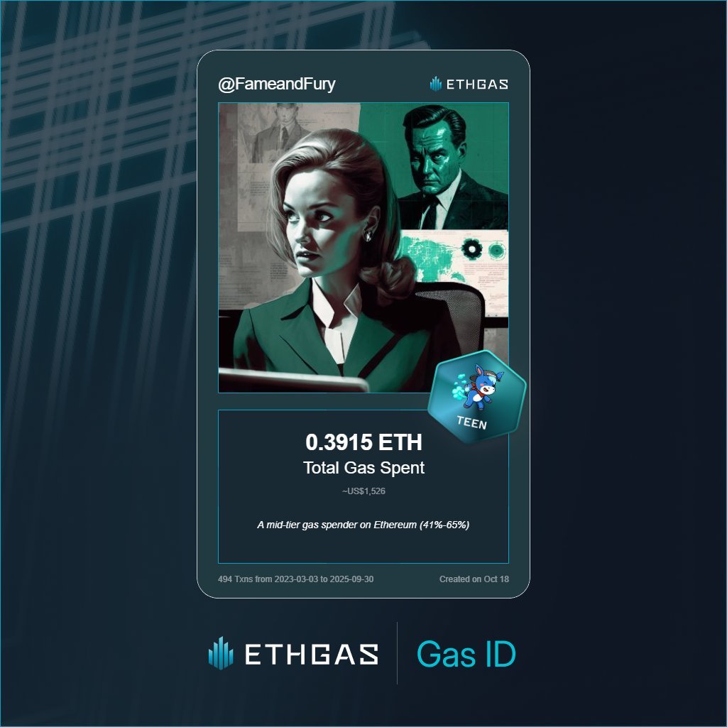 Discovered my Gas ID via ETHGas - turning my gas spend into rewards 🫘

As a Kiddo Jack, I've spent 0.3915 ETH on gas but earned  Beans back.

Get your Gas ID and Beans here: ethgas.com/community/gas-…