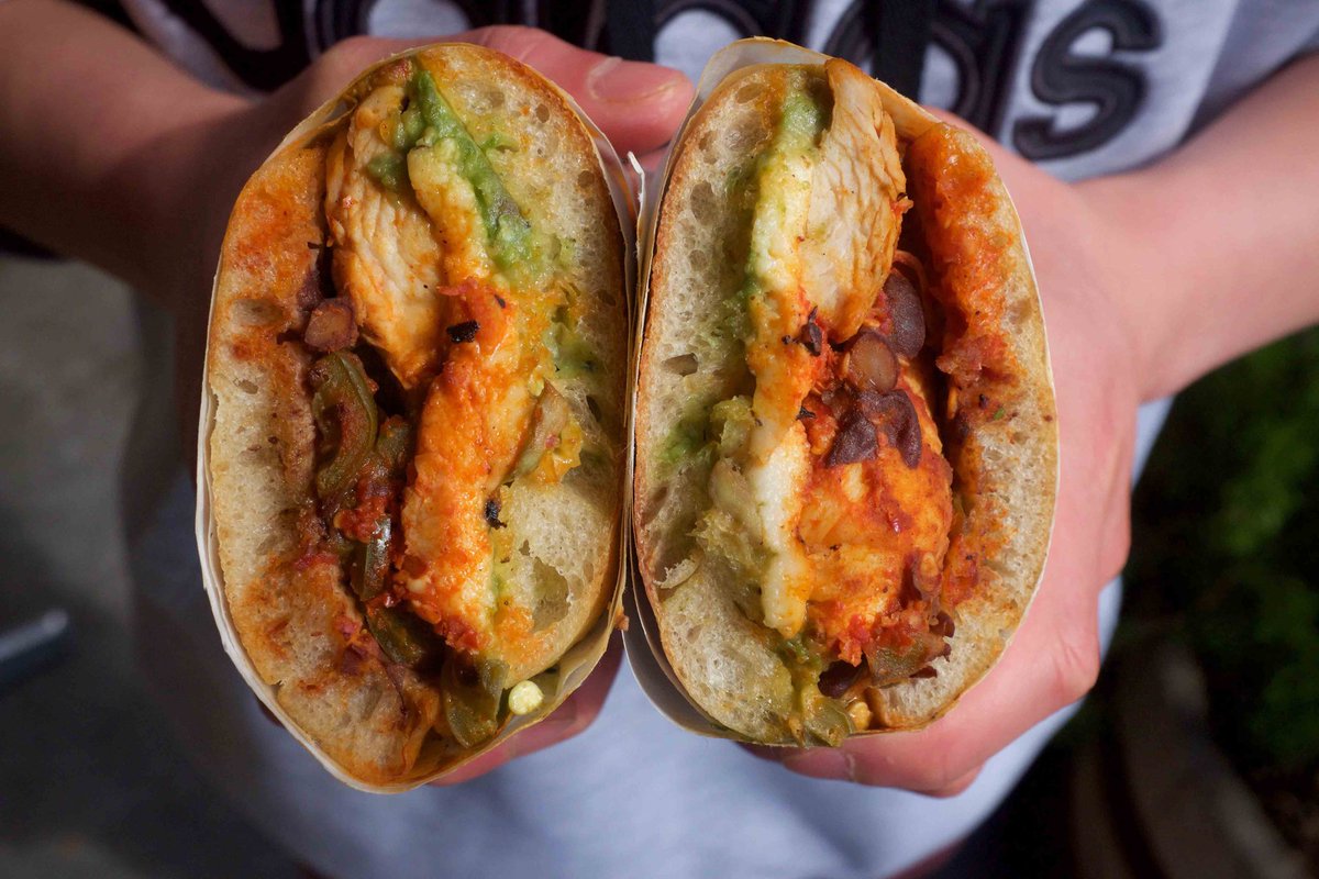 Taste the sensation that's got everyone talking! La Diabla #666 is a fiery feast of grilled chicken, mayo, jalapenos, chile de arbol, habanero-guacamole, grilled cheese &amp; beans. Once you try it, there's no going back! 🔥🍗🌶️ #SpicyHeaven #CooksTortas #FoodiesParadise
