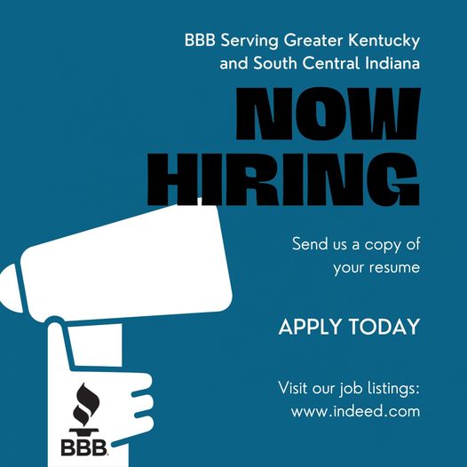 bbbkyin's tweet photo. Join our team! BBB is looking for an Accreditation Consultant. https://t.co/4hNNHXiEyh https://t.co/bB4AG22tQm