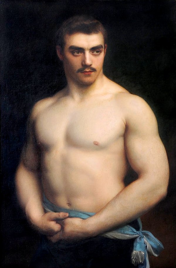 gustave courtois (1852-1923) painting physique model and wrestler maurice deriaz.