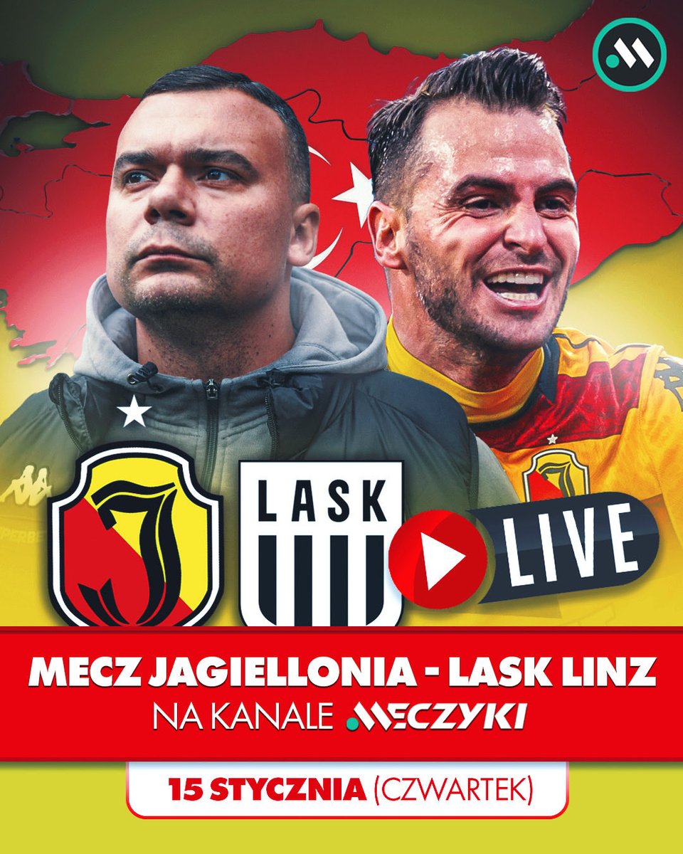 Meczykipl's tweet photo. 🟡🔴

Mecz Jagiellonia - LASK Linz na kanale Meczyki 🔥

📆 15 stycznia (czwartek) https://t.co/NuVsWNH6FX
