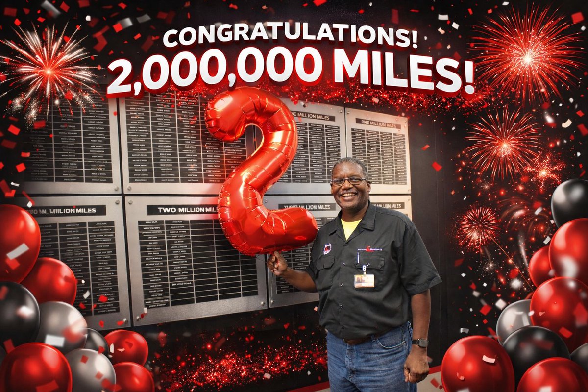Drive4Stevens's tweet photo. Jerry Arthur Williams has officially crossed 2,000,000 miles! A true icon of dedication and the heart of Stevens Transportation. Congrats, Jerry! 🏆
#StevensTransportation #ThankATrucker #2MillionMileClub #GoJerry https://t.co/1lXieSE9m8