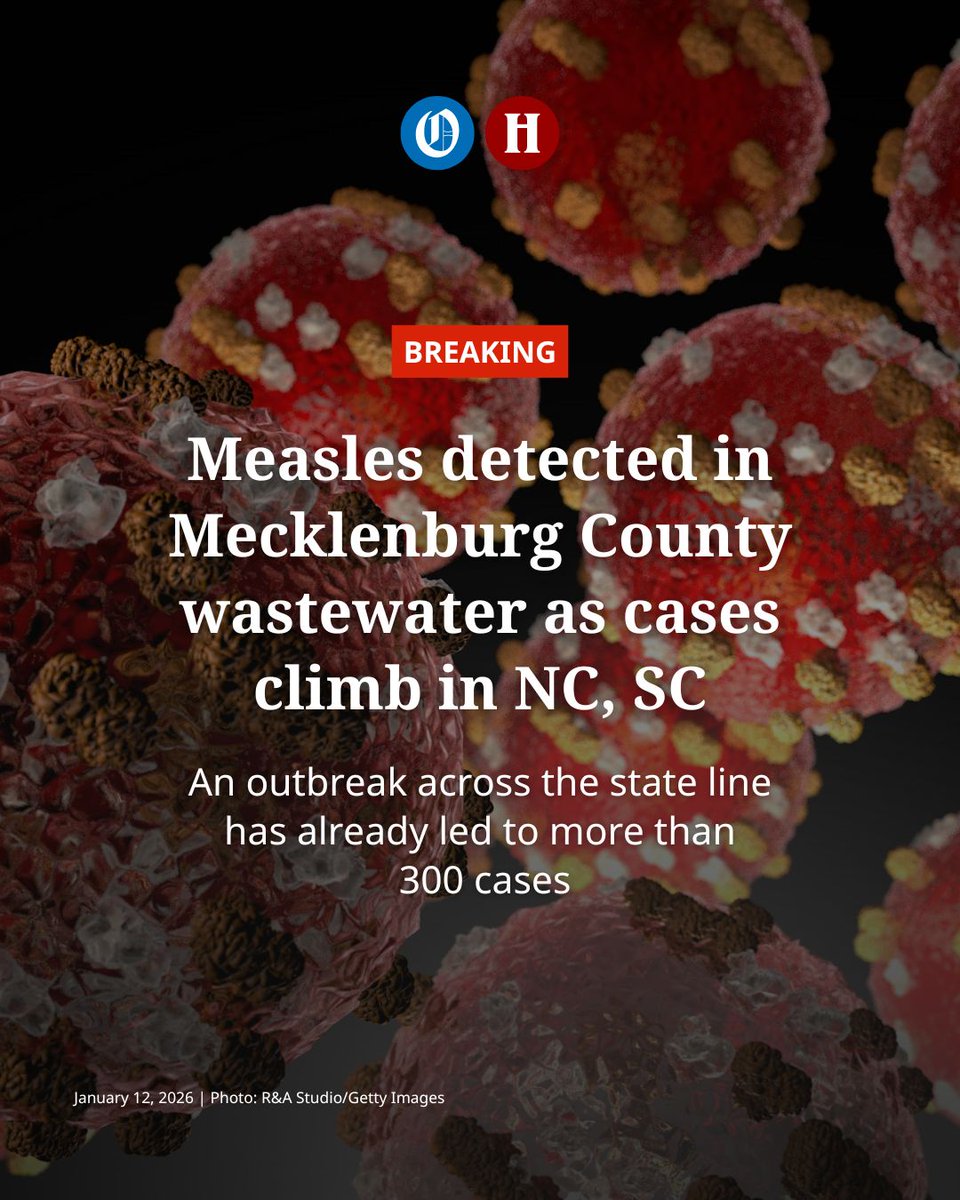 theobserver's tweet photo. A highly contagious disease has been detected in Mecklenburg County’s wastewater system as cases climb in the region.
🔗: https://t.co/cf3GMqcpUA
#measles #meck #charlotte https://t.co/kM9FtO4hC1