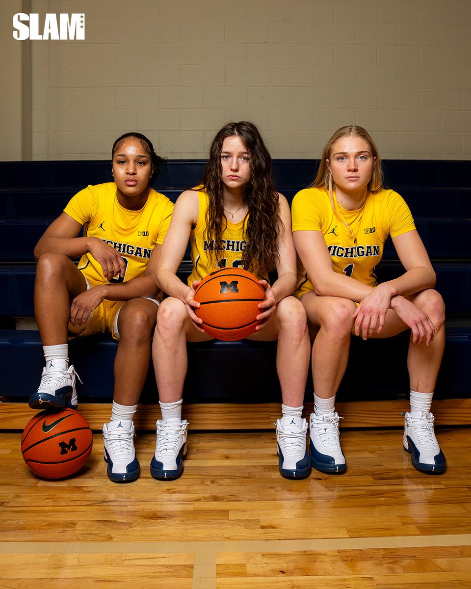 SLAMKicks's tweet image. “French Blue” XIIs all around. Olivia, Syla and Mila pulled up with the matching Js for Michigan’s SLAMU digital cover.