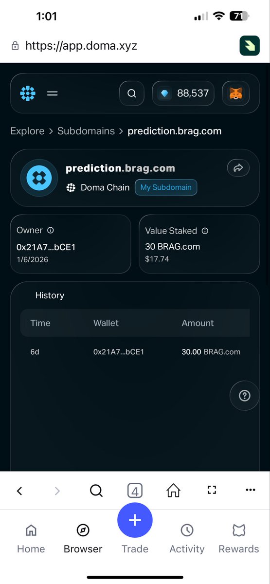 Gearing up for Super Bowl…
prediction.brag.com is secured.

#domains #crypto
Cc: <a href="/Polymarket/">Polymarket</a> @kalshi
<a href="/domaprotocol/">Doma Protocol</a>