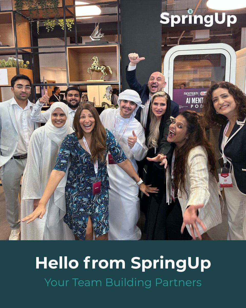 weSpringup's tweet image. Hello from SpringUp ✨
Your Team Building Partners
Energetic experiences, real team vibes, and moments worth remembering.
Stay tuned and follow us for more team moments ✨
#TeamBuildingUAE #SpringUpTeamBuilding #CorporateCulture #PeopleFirst #TeamConnection #CorporateEventsUAE