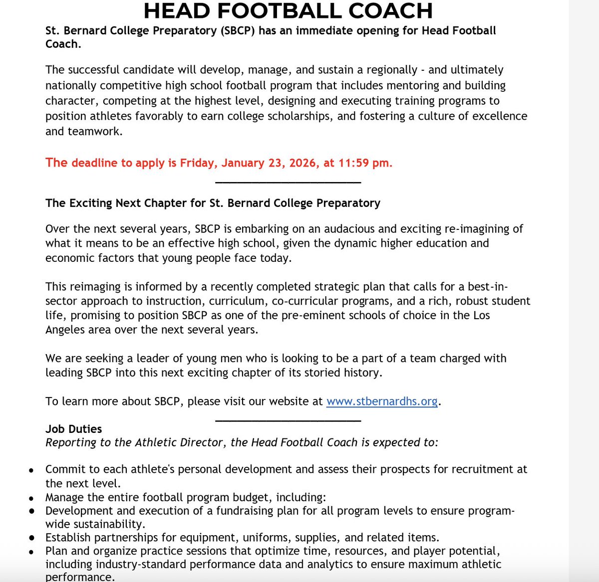 latsondheimer's tweet photo. St. Bernard is the latest private school to have an opening for football coach, joining Bishop Montgomery. Both hit rock bottom after the Money Man tried to help. St. Bernard has had a team the last two years and top athletic facilities are coming. https://t.co/SI5WQYSuwy