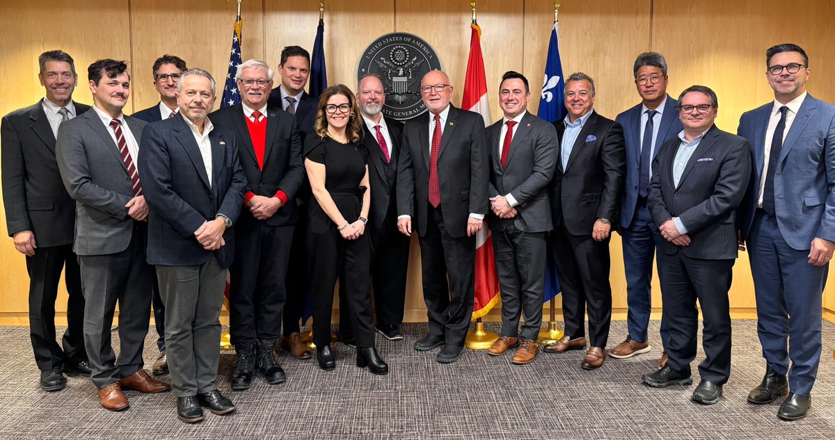 USAmbCanada's tweet image. U.S. aerospace firms are major suppliers to Canadian manufacturers, and vice versa, with cross-border supply chains supporting both commercial and defense aviation. 

Many of the companies I spoke with in Montreal are vital suppliers to U.S. aerospace giants like Boeing and…