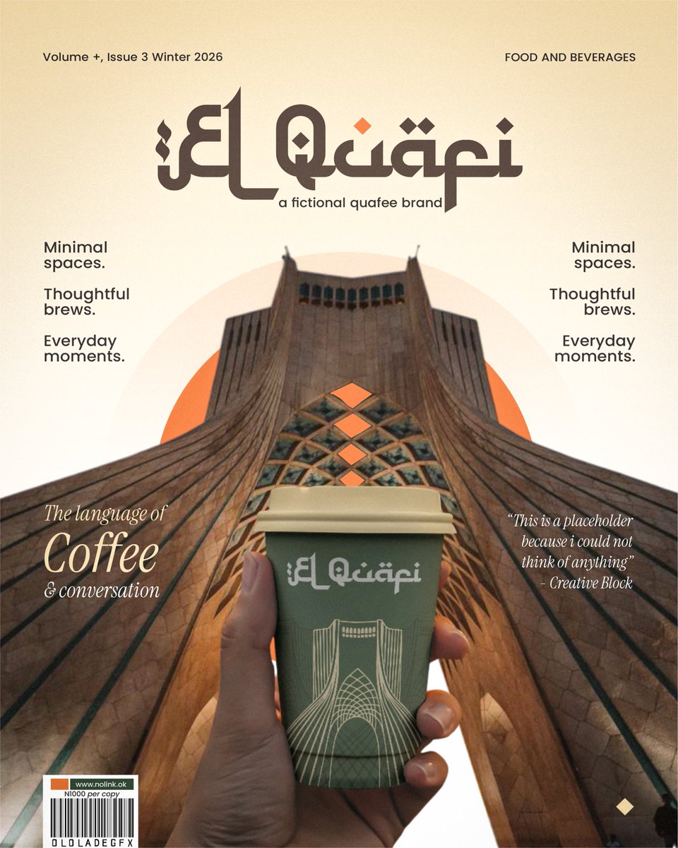 ololadegfx's tweet image. Day 1: Magazine design for a quafee brand
Cooking with Tarius'&amp;gt;&amp;gt;&amp;gt;
#Tarius5daysChallenge