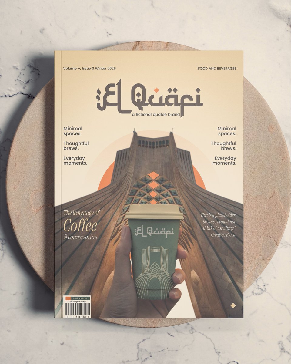 ololadegfx's tweet image. Day 1: Magazine design for a quafee brand
Cooking with Tarius'&amp;gt;&amp;gt;&amp;gt;
#Tarius5daysChallenge