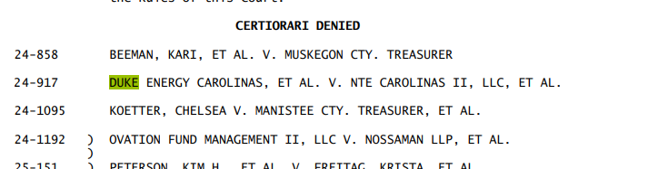 AAGSlater's tweet photo. Today, the Supreme Court denied cert in Duke Energy, reinforcing the importance of the Sherman Act and fighting against monopolization that harms competition, chills innovation, and raises prices for American consumers. https://t.co/bsKkwoLRTa