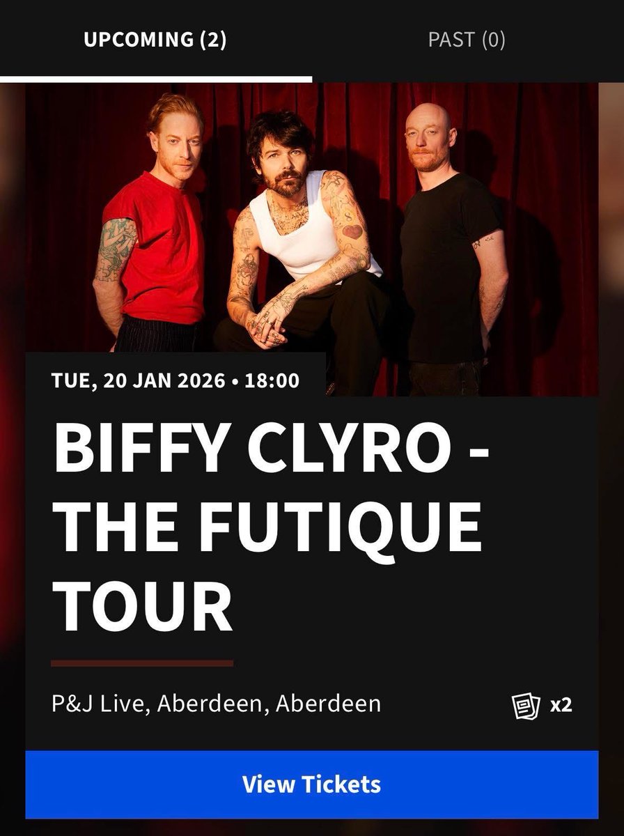 Amy_Taylor94's tweet photo. https://t.co/JgLZQL1Fho This is the link to my tickets on ticketmaster. 

X2 tickets for Biffy Clyro in Aberdeen at P&amp;J Live -  Tuesday January 20th . £70 a ticket 🎶 #biffyclyro https://t.co/f6VyYee1FK