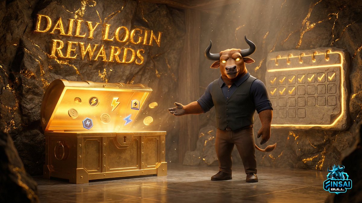 Finsaibull's tweet photo. 🎁 Show up. Get rewarded.  
Daily Login Rewards are waiting in the mine 🐂⛏️

No grind required — just consistency.  
Smart Bulls never miss a day. https://t.co/2WRd7ZQva5