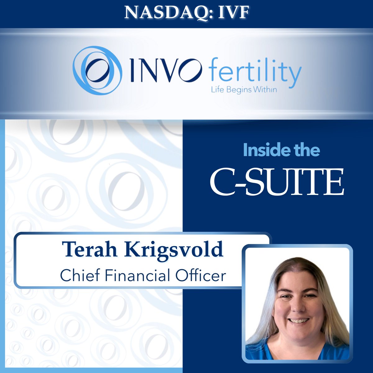 INVOFertility's tweet photo. This week's #InsideTheCSuite spotlight: Terah Krigsvold, recently appointed CFO of $IVF 🔍

An integral leader with deep roots in our financial ops, Terah provides the continuity to drive our growth strategy and path to profitability with confidence.

🔗https://t.co/9NNtAmYbw9 https://t.co/sMdItW3Gb0