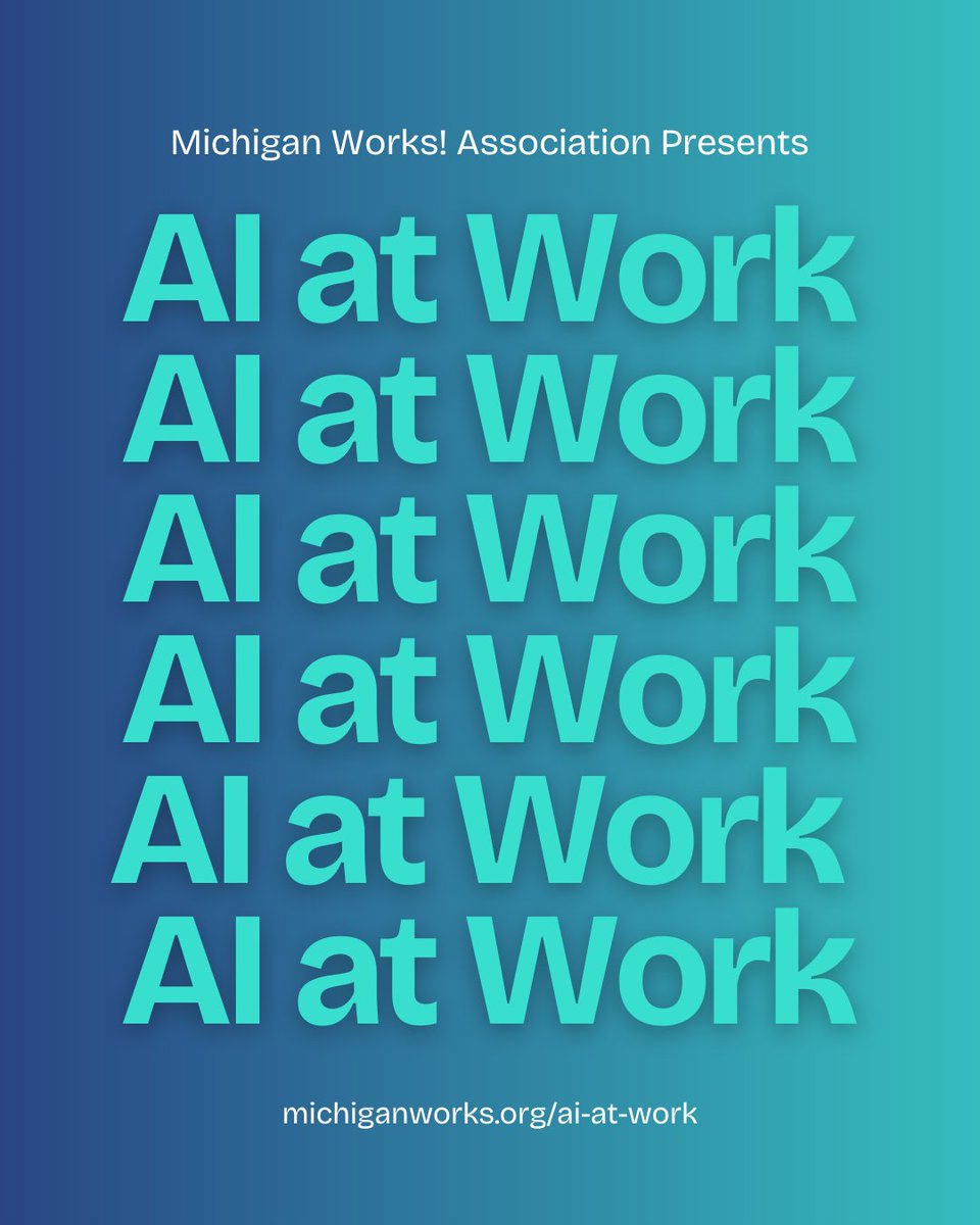 MichWorksAssn's tweet image. Registration is now OPEN for AI at Work: Today’s Tools, Tomorrow’s Workforce.

📅 April 28–29, 2026
📍 Detroit, MI | MotorCity Casino Hotel
🔗 michiganworks.org/ai-at-work

Join us to explore how AI is shaping jobs, training, and talent systems.

#MichiganWorks #AIAtWork