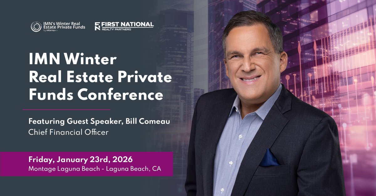 FNRP's CFO, Bill Comeau, will be speaking on Jan. 23 at the <a href="/IMN_Events/">IMN</a> Winter Real Estate Private Funds Conference in Laguna Beach, CA. He will be participating in a panel focused on investor relations in an age of uncertainty.
 
informaconnect.com/imn-laguna/age…

#CRE #IMN #Conference