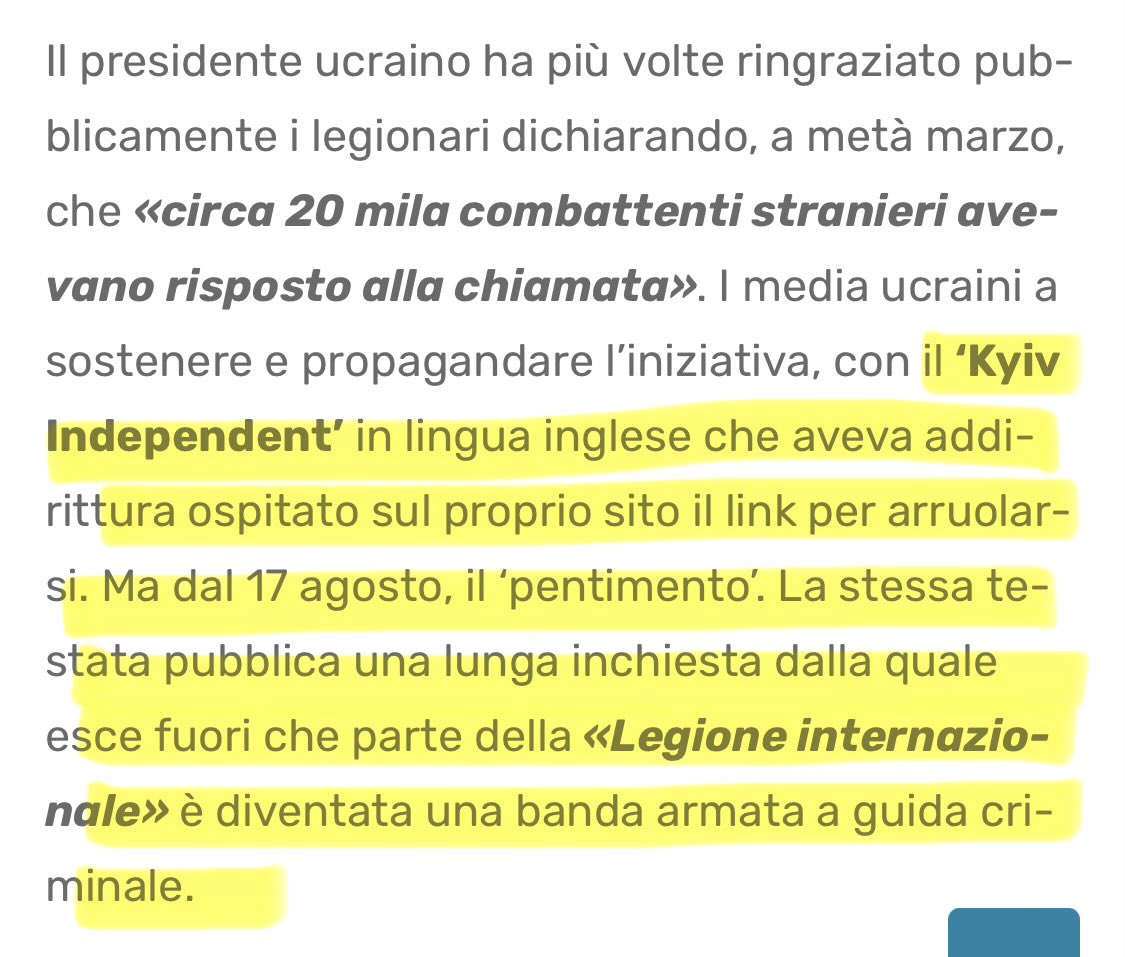 k_arsenale's tweet photo. Per #Ansa sono eroi, ma quei 20 volontari italiani sono dell’associazione filo #Ucraina #Stur, in stretta collaborazione con la #LegionInternational, un’unità militare di #Kiev composta da mercenari esteri. Il @KyivIndependent li paragona come: “Banda armata a guida criminale”. https://t.co/Myyh5oo6Yj