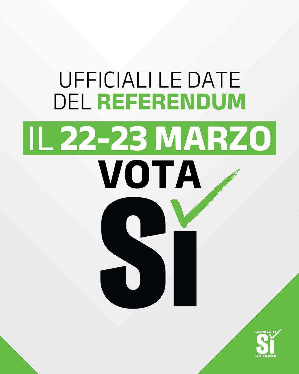 È ufficiale: il 22 e 23 marzo si vota per il referendum sulla riforma della giustizia.
Tutte le informazioni su siriforma.it.
#SìRiforma #referendum #giustizia