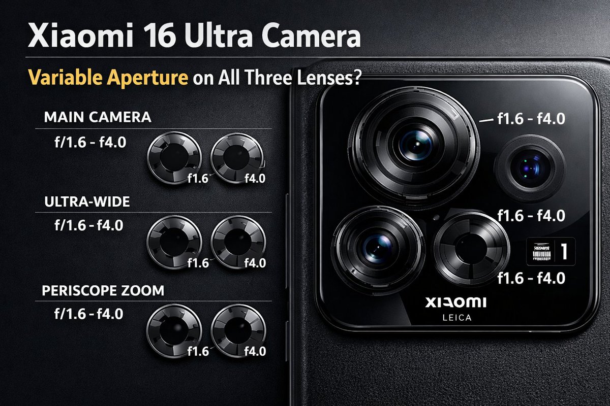 smartphones06's tweet photo. Xiaomi 16 Ultra Camera: Variable Aperture on All Three Lenses?

Read more: https://t.co/4pwkYEk3ZD

#smartphone #androidonly #iphone17promax #samsung #vivo #oppo #android #cellpone #mobilelegends #technology #mobilephone #tech #redmi #techtok #googlepixel #motorola https://t.co/Q3E9L8TpCM