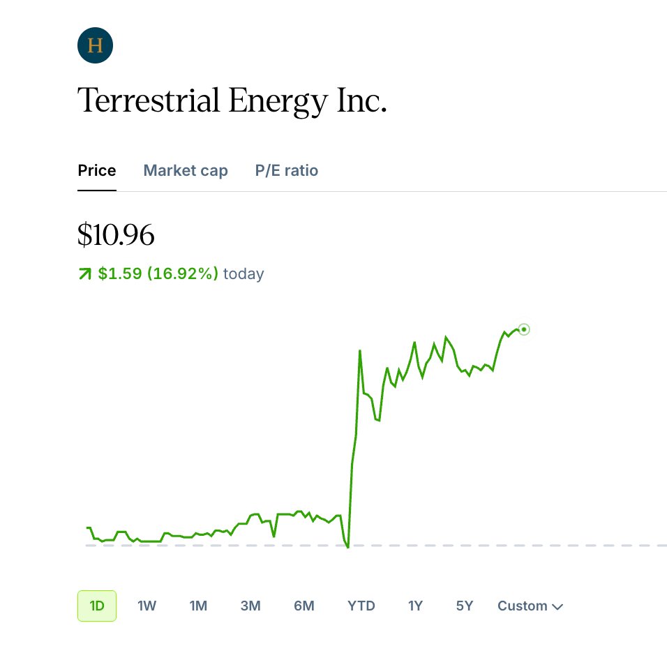 PolarizingLit's tweet photo. $IMSR not in this but they are having a nice day... This was from SEQH Capital Research Substack email sendouts:
Terrestrial Energy (NASDAQ: IMSR)
Quantitative Valuation & Forecast – Tear Sheet
SEQH Capital Research | January 9, 2026 ​
Investment Snapshot
Current Price: $8.57 per share​
Probability-Weighted Price Target: $23.36 per share (173% implied upside)​

Rating: STRONG BUY​
Primary Catalyst: DOE Project TETRA OTA agreement for first IMSR demonstration plant​

High-Level Thesis

Terrestrial Energy is developing the Integral Molten Salt Reactor (IMSR), an advanced nuclear technology designed to deliver clean, reliable, baseload power and high-temperature industrial heat. Even under materially more conservative assumptions than prior work, the revised quantitative framework still identifies a large dislocation between IMSR’s current market price and its intrinsic, risk-adjusted value.​

The core thesis rests on three pillars:

A differentiated reactor design with inherent safety, higher efficiency, and a simpler fuel cycle that avoids HALEU dependency.​
Massive, structural demand for 24/7 clean power from both grids and energy-intensive industrial and data center customers.​

A de-risked commercialization path anchored by U.S. Department of Energy backing via Project TETRA.​

Technology Edge: IMSR Advantages

Inherent safety: Molten salt fuel in a low-pressure system that passively cools and solidifies in loss-of-power scenarios, materially reducing meltdown risk.​

Standard LEU fuel: Uses <5% LEU rather than HALEU, avoiding a constrained and politically sensitive supply chain that many SMR peers depend on.​

High efficiency: Operating temperatures above 600°C support thermal-to-electric efficiency up to ~44%, roughly 50% higher than typical light-water reactors (~33%).​
Cogeneration capability: High-temperature output can be used directly for industrial processes (chemicals, hydrogen, etc.), expanding the addressable market beyond power-only applications.​

Modular, factory-built design: Shorter construction cycles (targeting sub-four years) and repeatable deployment at scale.​

Structural Demand Tailwinds

SMR market growth: Global SMR market projected to reach roughly $11–16 billion by 2035, driven by coal plant retirements, grid-stability needs alongside renewables, and industrial decarbonization.​

Data center power crunch: Data center electricity demand is forecast to rise roughly 5x by 2035 to ~176 GW, with operators requiring clean, round-the-clock power that aligns well with advanced nuclear.​

Industrial decarbonization: High-temperature process heat offers a path for hard-to-abate sectors (chemicals, fuels, materials) to reduce emissions while maintaining reliability and cost competitiveness.​
Financial Outlook & Scenarios (2040)

The revised model implements slower deployment, lower margins, and higher discount rates while maintaining a multi-scenario, probability-weighted framework.​

Conservative Case
Plants operating: 15
Revenue: $4.2B
EBITDA: $2.5B
EPS: $8.93​

Base Case
Plants operating: 32
Revenue: $8.9B
EBITDA: $5.4B
Net income: $2.0B
EPS: $19.05​
Bullish Case
Plants operating: 55
Revenue: $15.3B
EBITDA: $9.2B
Net income: $3.5B
EPS: $32.74​

Valuation Framework

Primary valuation is a scenario-based, risk-adjusted DCF using differentiated discount rates and terminal multiples across cases.​

Bullish Case: 13x EV/EBITDA on 2040 EBITDA, discounted at 12% → $74.49/share.​

Base Case: 11x EV/EBITDA, discounted at 14% → $11.38/share.​

Conservative Case: 9x EV/EBITDA, discounted at 16% → negative equity value, illustrating downside in a materially delayed or impaired execution path.​

Applying probabilities of 25% (Conservative), 50% (Base), and 25% (Bullish) yields the probability-weighted target of $23.36 per share, well above the current price.​

Supporting approaches include:

Comparable company analysis: Implied value of $13.88 per share using peer SMR and advanced nuclear multiples.​

Market penetration framework: Capturing 3–8% of expected 2035 SMR market implies ~$6.11 per share.​

Monte Carlo simulation: Median outcome of 10,000 runs at $4.29 per share, suggesting limited downside from current levels under broad stochastic assumptions.​

Key Risk Considerations

Regulatory and licensing: NRC and international approvals may take longer than expected, pushing commercial timelines.​

Competitive intensity: The SMR field is increasingly crowded; while IMSR has a strong fuel-cycle and efficiency edge, capital and policy can shift to competitors.​

Financing and execution: Scaling from first-of-a-kind to dozens of plants demands significant capital, project management discipline, supply chain robustness, and partner alignment.​

Bottom Line View

The revised, more conservative modeling still supports a STRONG BUY view with a substantial margin of safety versus the current share price. The combination of a differentiated technology, structural demand growth, and DOE-backed de-risking creates a compelling, asymmetric risk/reward profile for long-term investors.