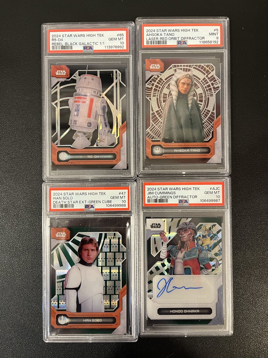 TheCloset_Cards's tweet photo. Star Wars Sale Post!

R5-D4 1/1 Black Galactic PSA 10- $200

Ahsoka Tano Red Orbit /5 PSA 9- $120

Han Solo Green Cube /10 PSA 10- $150

Jim Cumming Auto Green /10 PSA 10- $90

Pay today, ships tomorrow! https://t.co/YTEEGx56Ye
