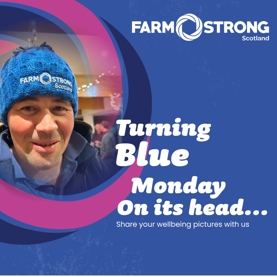 FarmstrongScot's tweet photo. Next Monday is “Blue Monday” but we’re flipping it. Got a Farmstrong beanie? Post a pic doing something that boosts your wellbeing and tag us. We’ll share a few next week to spread some positivity.

#BlueMonday #FarmstrongScotland https://t.co/uV1vznZILL