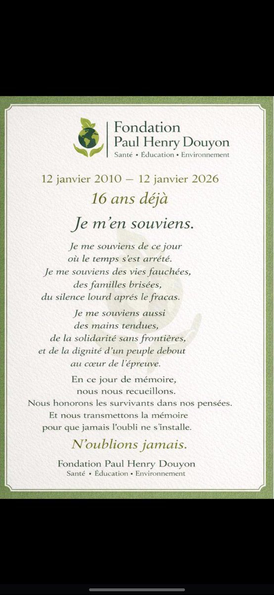 HenryDouyon's tweet photo. N'oublions jamais#Devoirdemémoire#12janvier2010 https://t.co/yo9BU01GJS